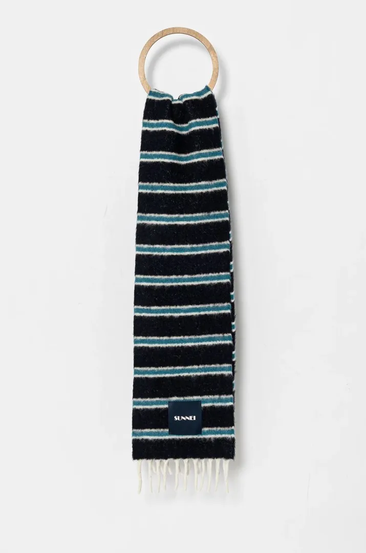 Vlněná šála Sunnei tmavomodrá barva, ACCXSAC009