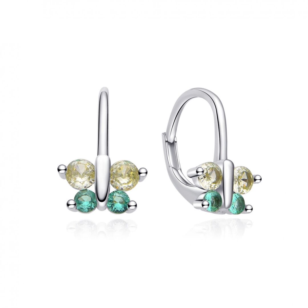 NUBIS Dívčí stříbrné náušnice na klapku - motýlci - NB-3958