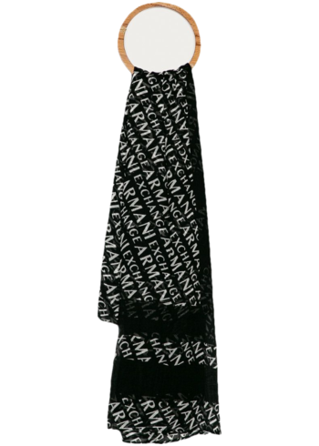 Šála Armani Exchange dámská, černá barva, vzorovaná, 944106 0A821 NOS 944106.0A821