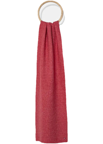 Šátek z vlněné směsi Tommy Hilfiger růžová barva, hladký, AW0AW16641