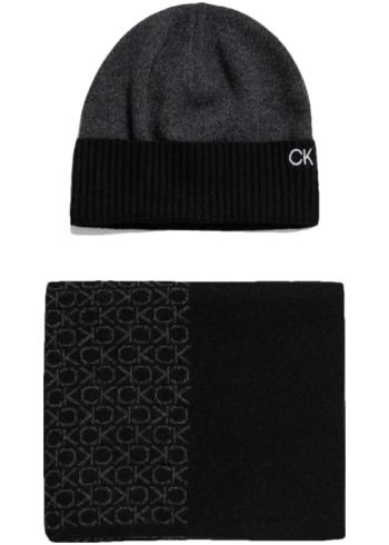 Vlněná čepice a šála Calvin Klein černá barva, K50K512390