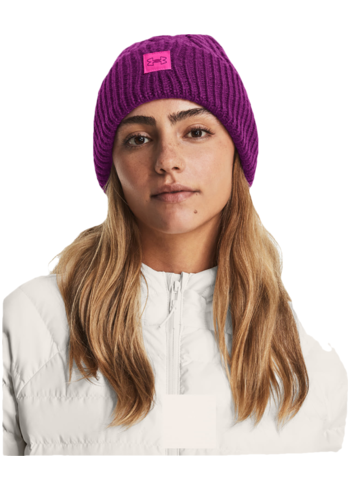 Čepice Under Armour Halftime Cable Knit Beanie Mystic Magenta