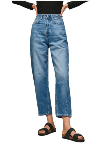 Modré dámské zkrácené široké džíny Pepe Jeans Addison