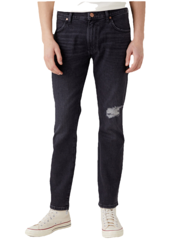 Černé pánské straight fit džíny s potrhaným efektem Wrangler
