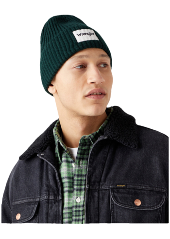Tmavě zelená pánská žebrovaná zimní čepice Wrangler