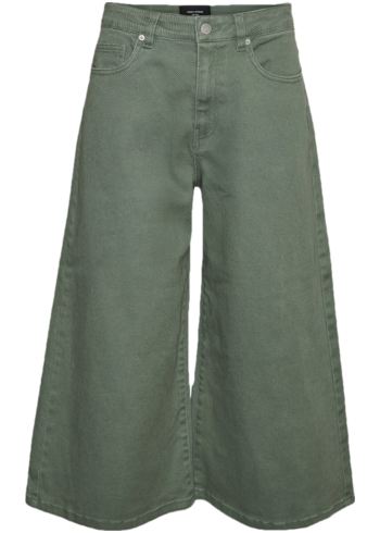 Zelené zkrácené široké džíny VERO MODA Clive