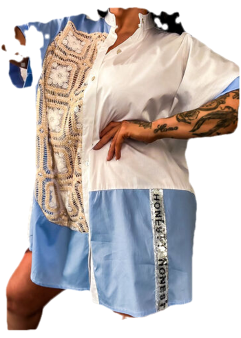 Vyšívané košeľové šaty zdobené flitrami DELILAH+ veľkosť: one size