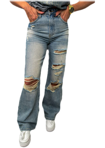 Modré roztrhané wide-leg rifle+ veľkosť: 36/S