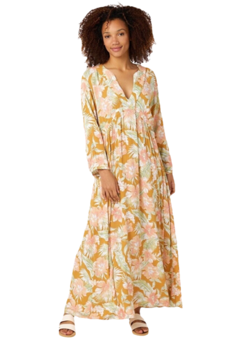 Rip curl dámské šaty Always Summer Kaftan Gold | Zlatá | Velikost S